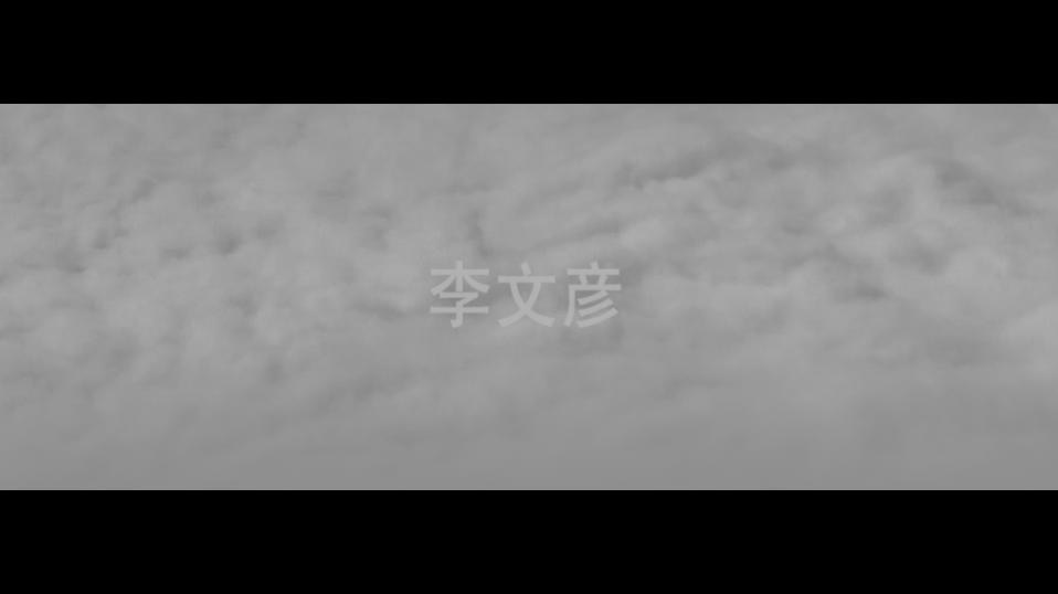 刘骐鸣《28种36例》，2010年，影像静帧4：云天背景中的题名、艺术家署名或姓名。
